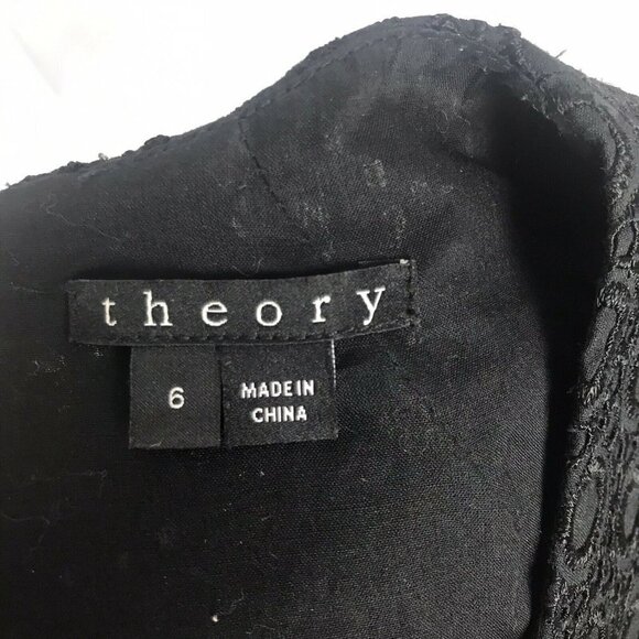 Theory Black Lace Sheath Dress 6 Womens Sleeveless - Picture 7 of 11